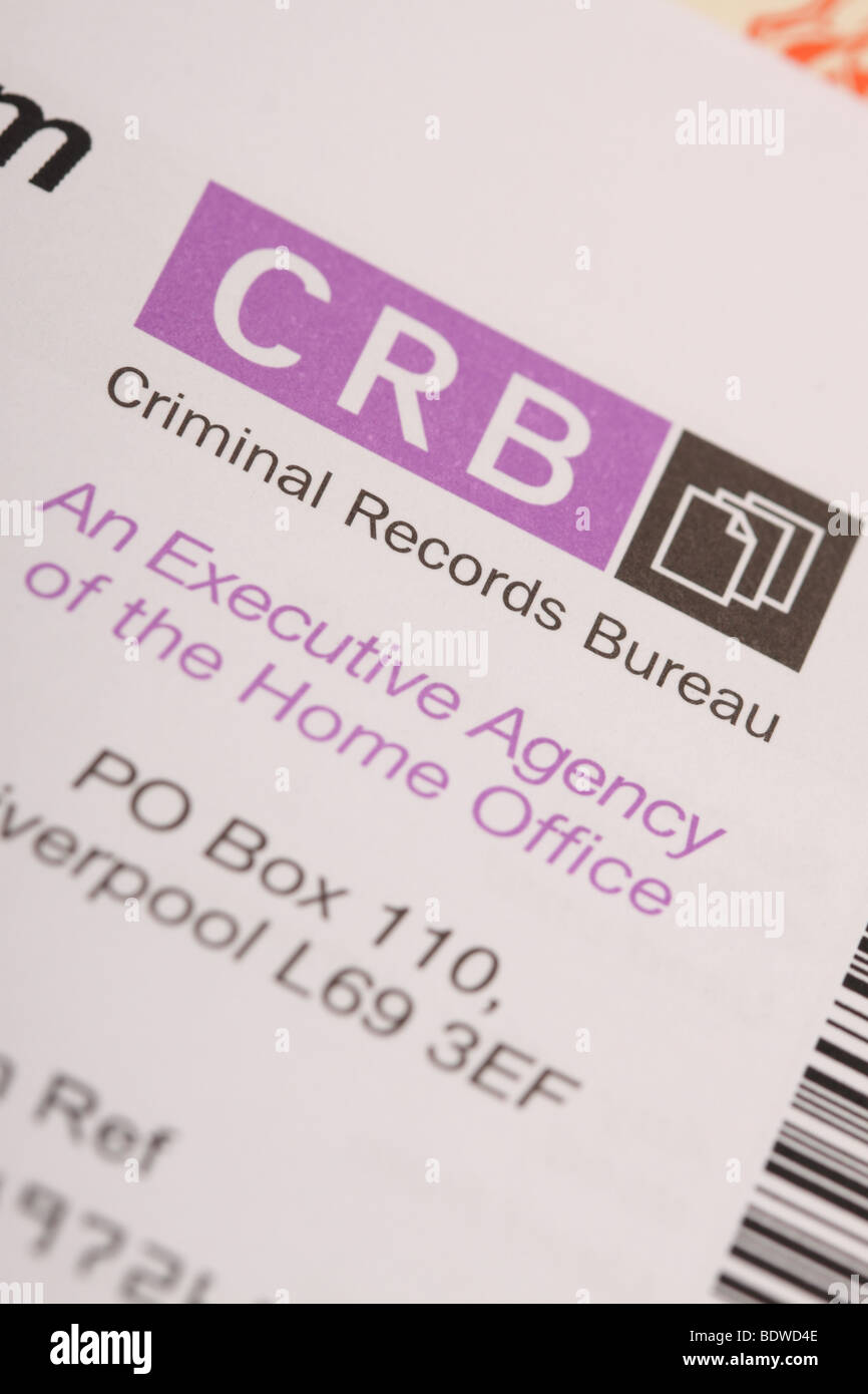 CRB Criminal Records Bureau identity ID check form Stock Photo - Alamy