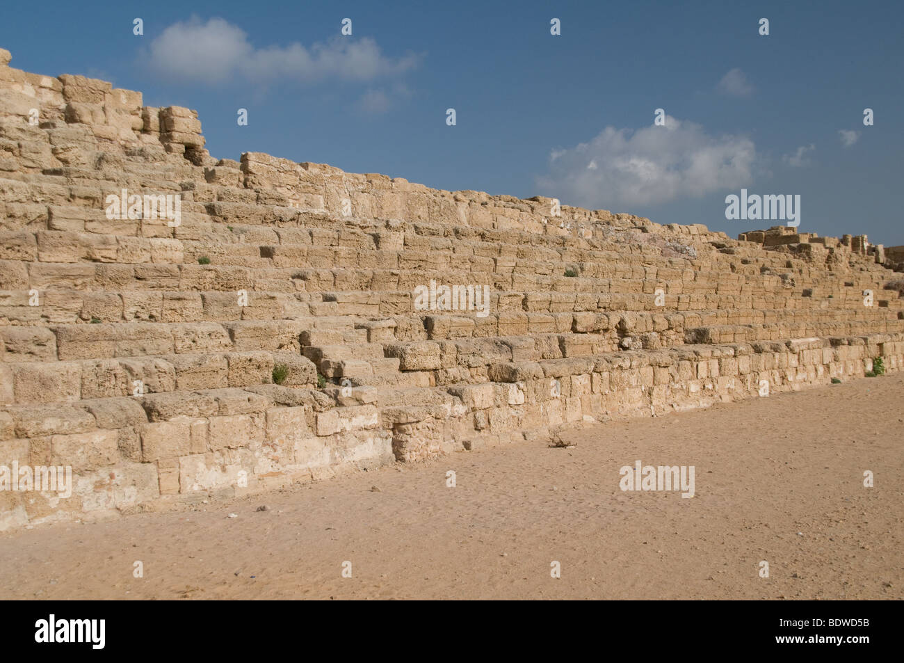 stone stepped wall in caesarea, israel Stock Photo