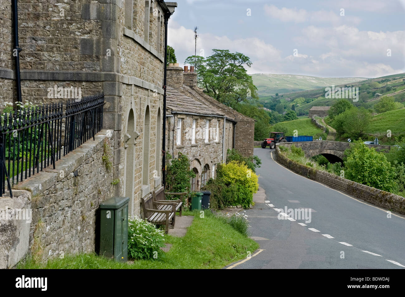 The village of Muker, North Yorkshire. The literary institute is in the