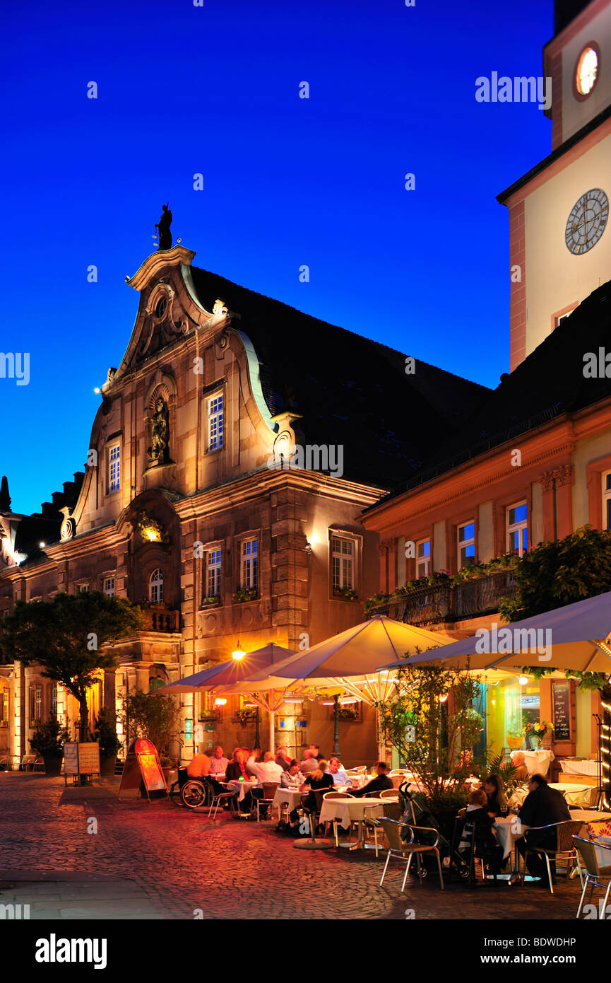 Kirchenplatz church square with town hall and town hall tower, Ettlingen, Germany, Black Forest, Baden-Wuerttemberg, Germany, E Stock Photo