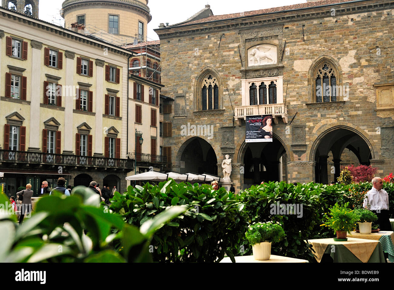 Bergamo piazza vecchia Stock Photo