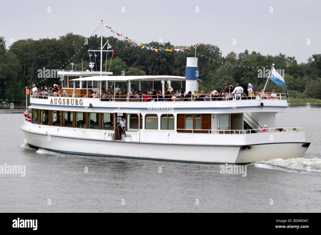 Tourist ship 'MS Augsburg' on the Ammersee lake, Bavaria, Germany, Europe Stock Photo