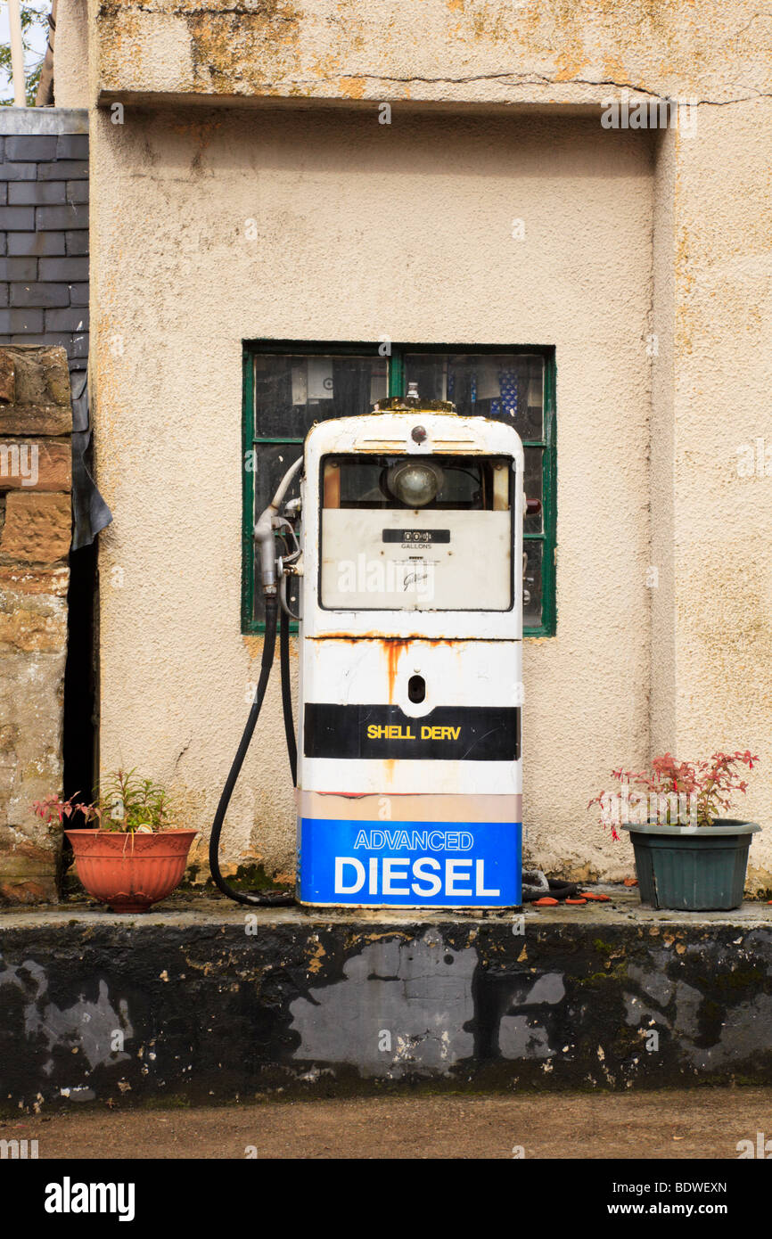 Disused diesel fuel pump in Dornoch, Sutherland, Scotland Stock Photo