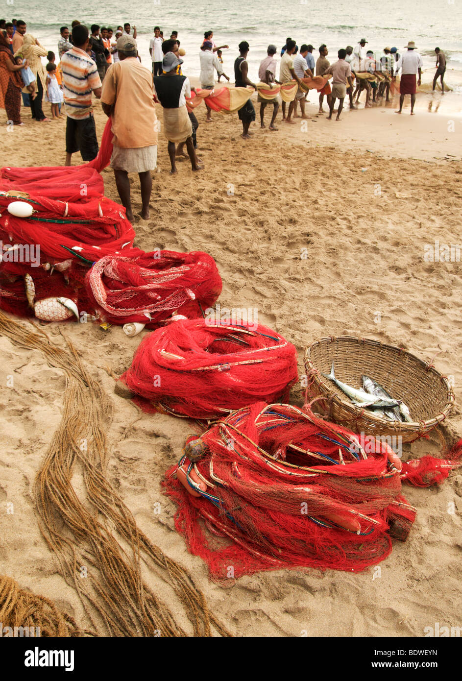 Nylon fishing net on beach. Sr Lanaka Stock Photo - Alamy