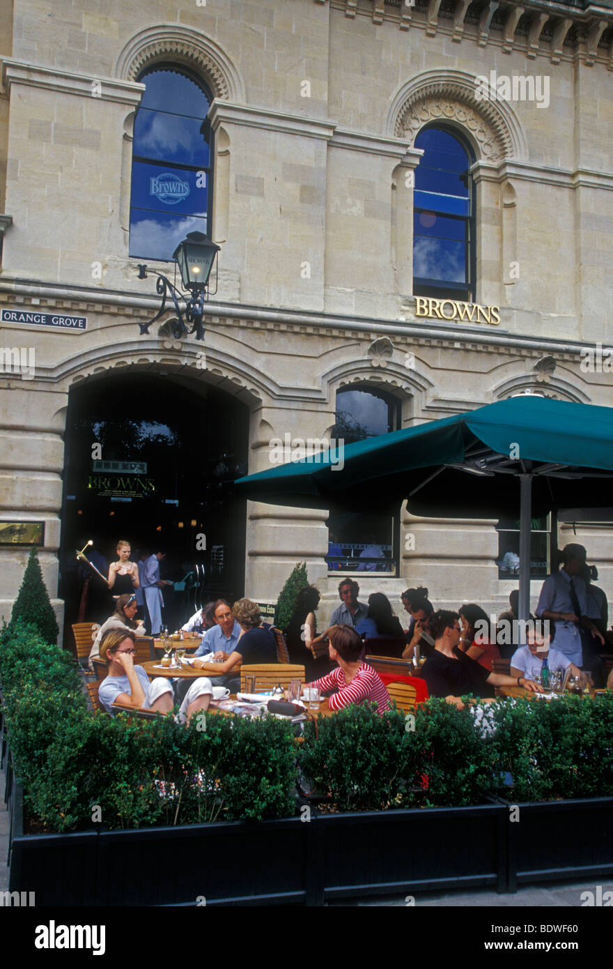English people person tourists visitors eating at restaurant Bath