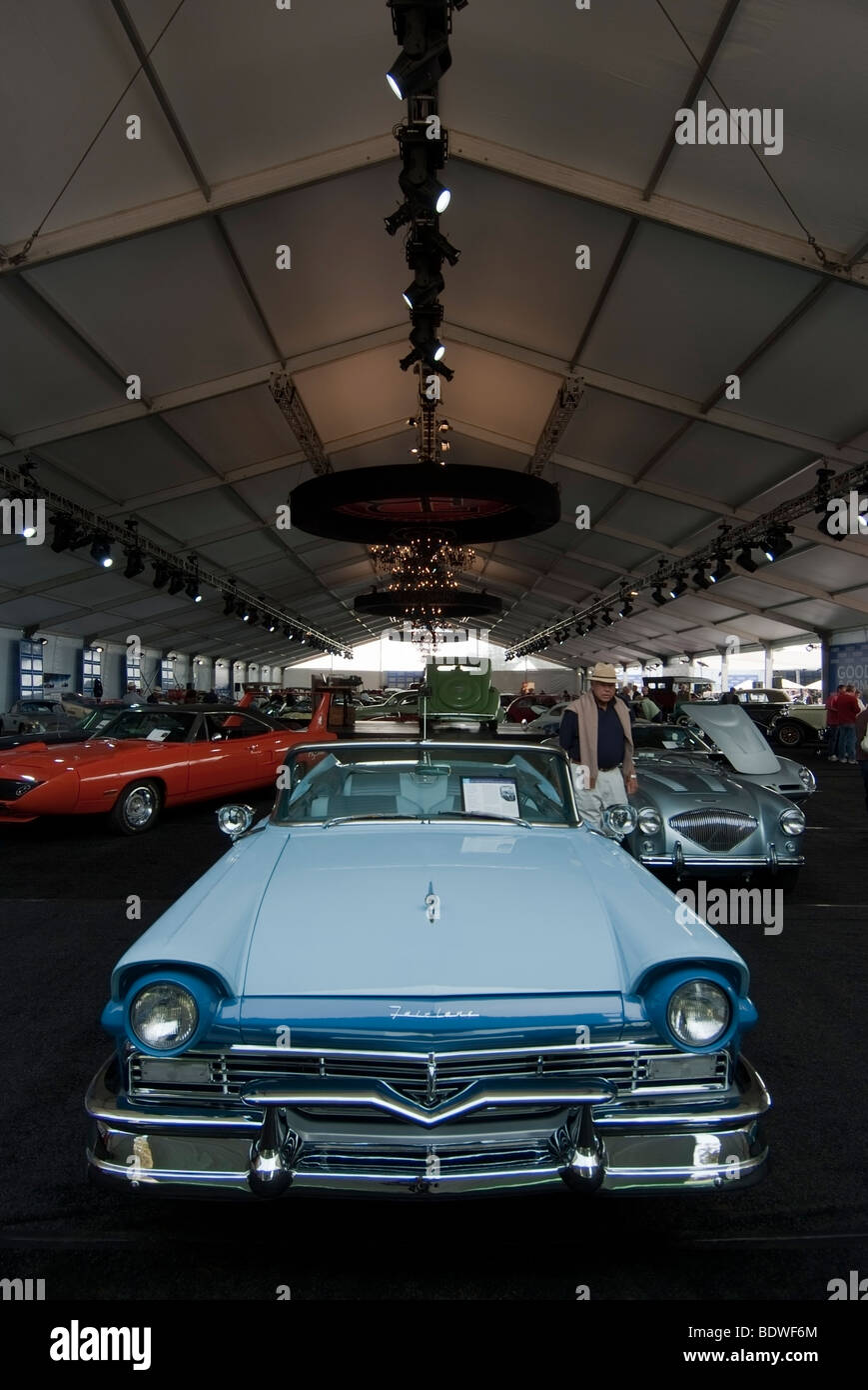 1957 Ford Fairlane 500 Sunliner convertible E-code in the Gooding & Company tent at the 2009 Pebble Beach Concours d'Elegance Stock Photo