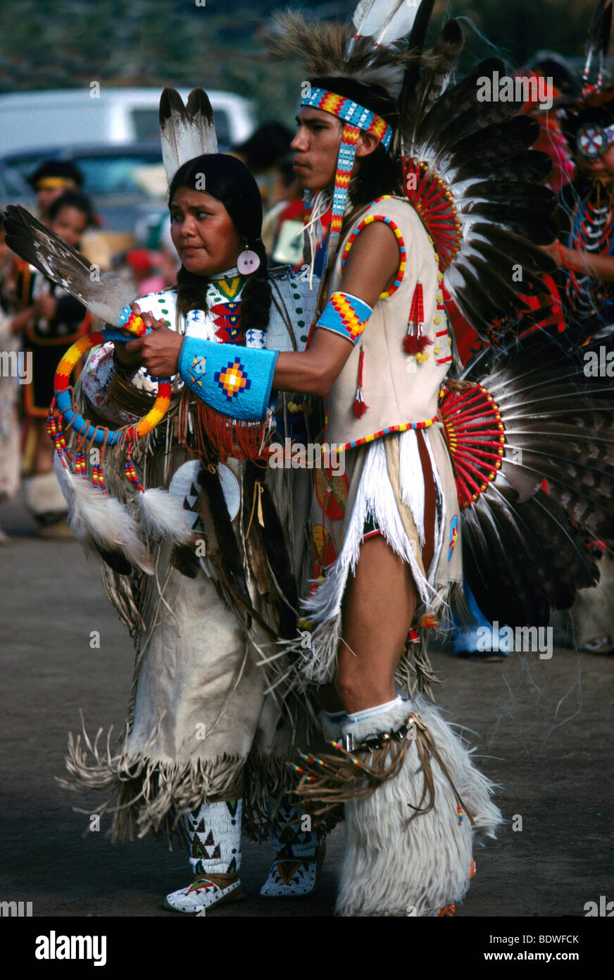Native American Indian Dancers in Traditional Regalia at a Pow Wow on ...