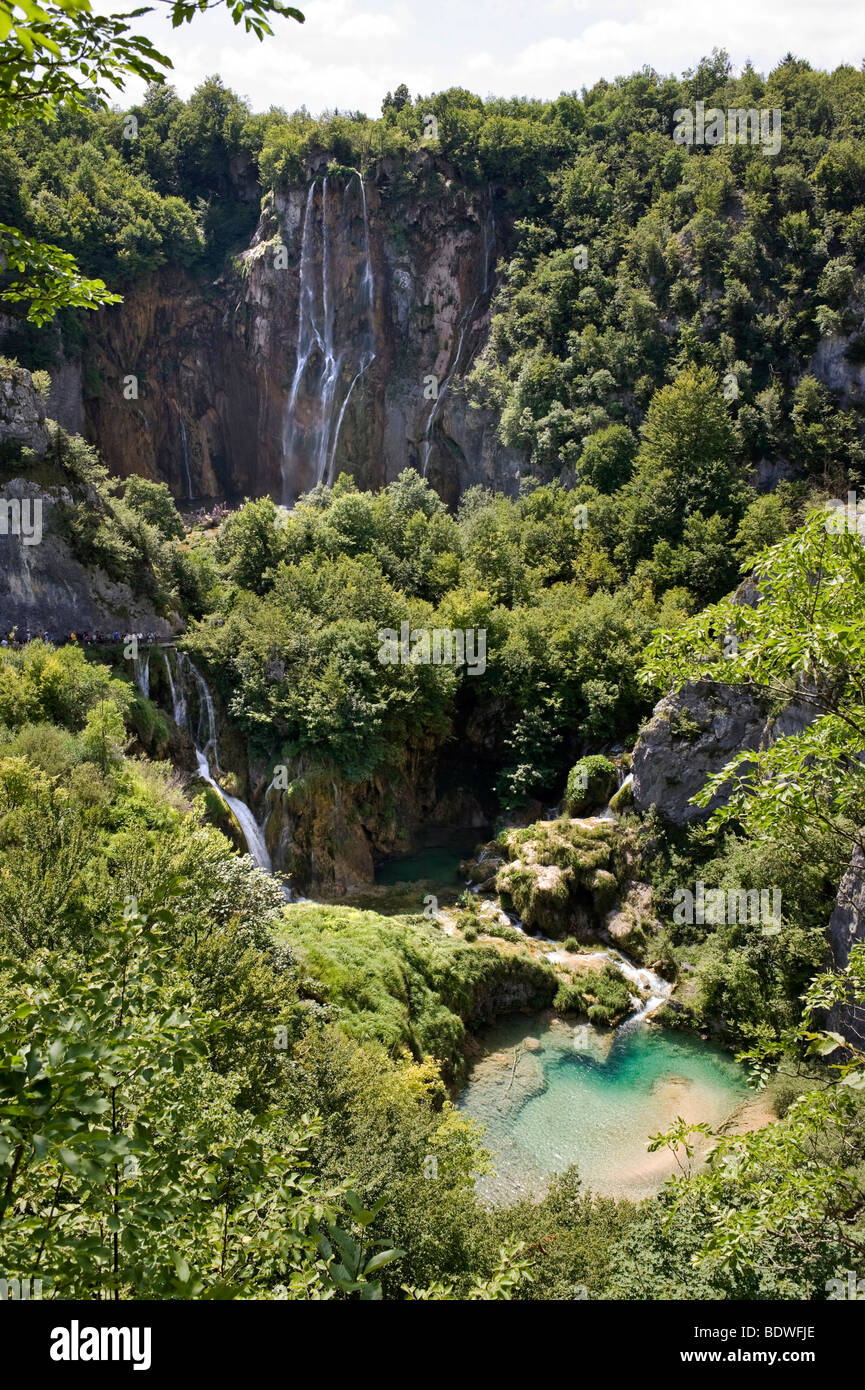 Highest waterfall of Croatia at the Plitvice Lakes, Plitvice Lakes National Park, Croatia, Europe Stock Photo