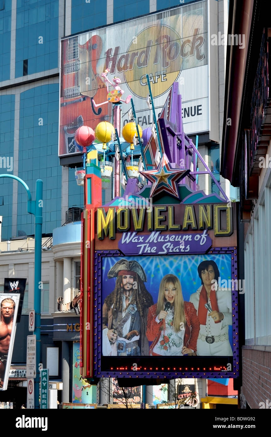 Attractions on Clifton Hill, Niagara Falls - Movieland Wax Museum of the Stars Stock Photo