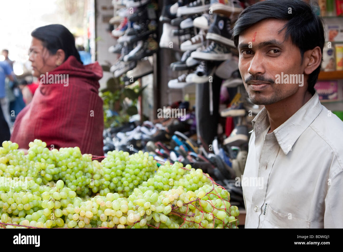 Kathmandu, Nepal. Grape Vendor, Downtown Kathmandu Stock Photo Alamy