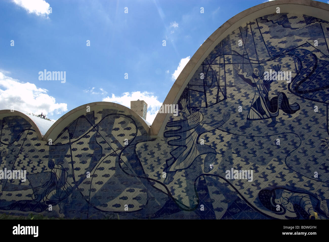 Blue tile panel by Portinari, famous Brazilian modern artist, at Pampulha  church, Belo Horizonte, Minas Gerais, Brazil Stock Photo - Alamy, image size:1300x956