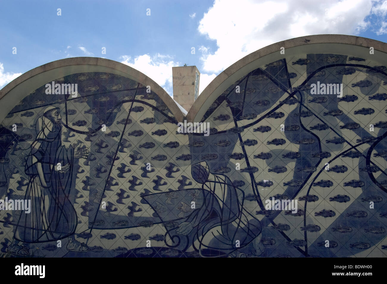 Blue tile panel by Portinari, famous Brazilian modern artist, at Pampulha  church, Belo Horizonte, Minas Gerais, Brazil Stock Photo - Alamy, image size:1300x956