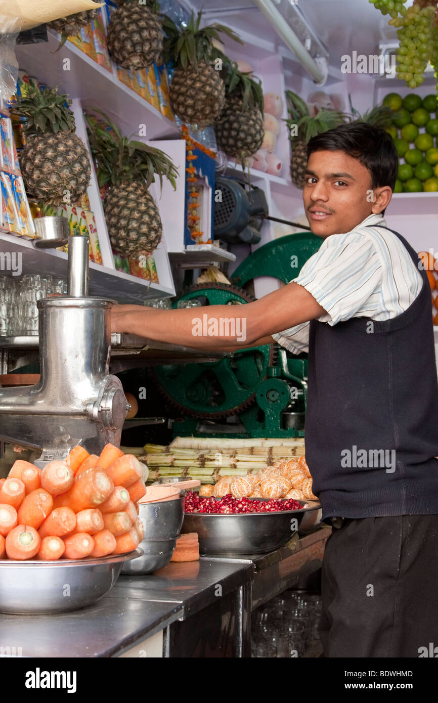 Kathmandu, Nepal. Young Nepali Man in Fruit Juice Shop Stock Photo Alamy