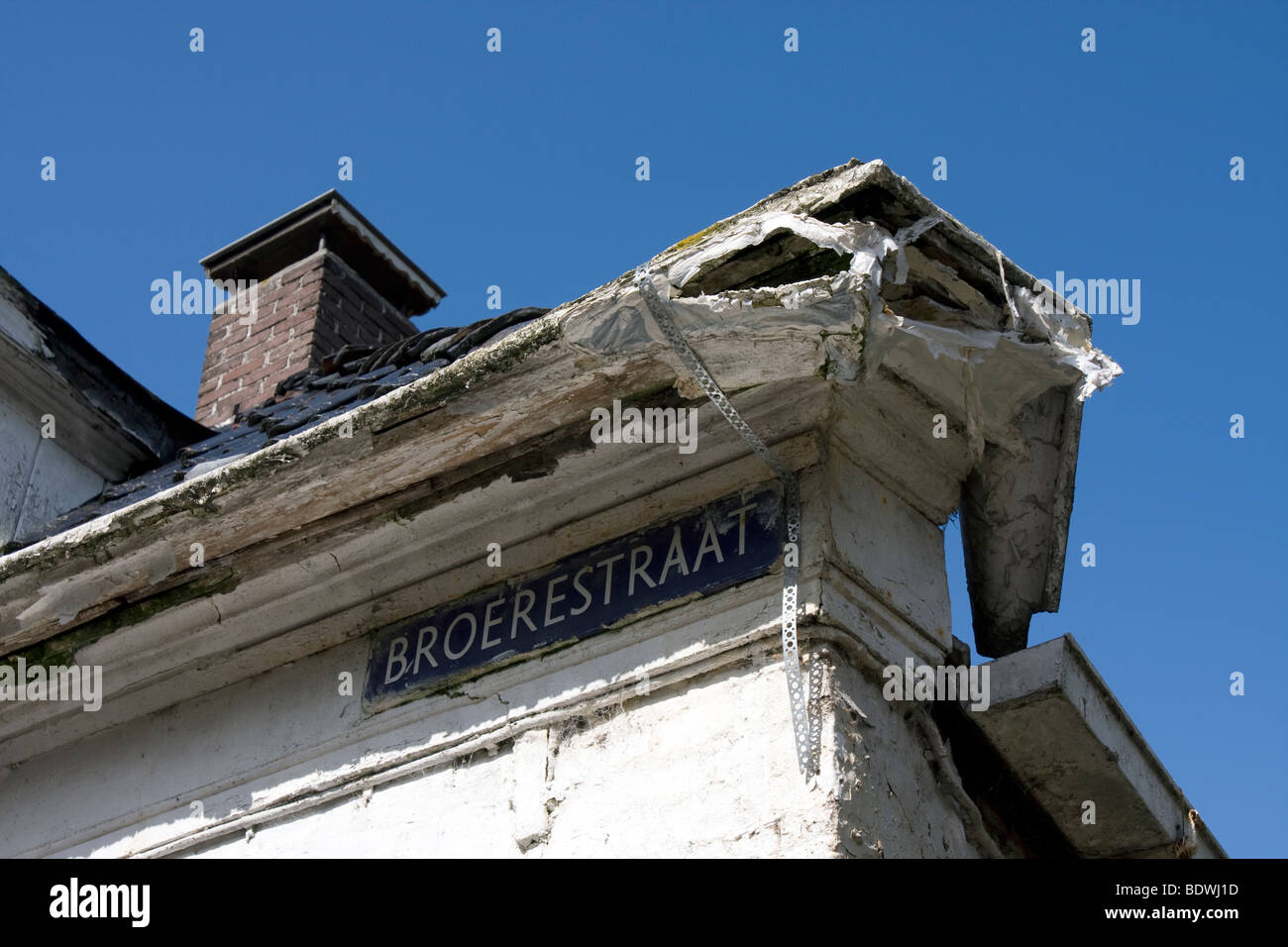 window, rotten, wood rot, window frame, timber wet rot, paint peeling Stock Photo