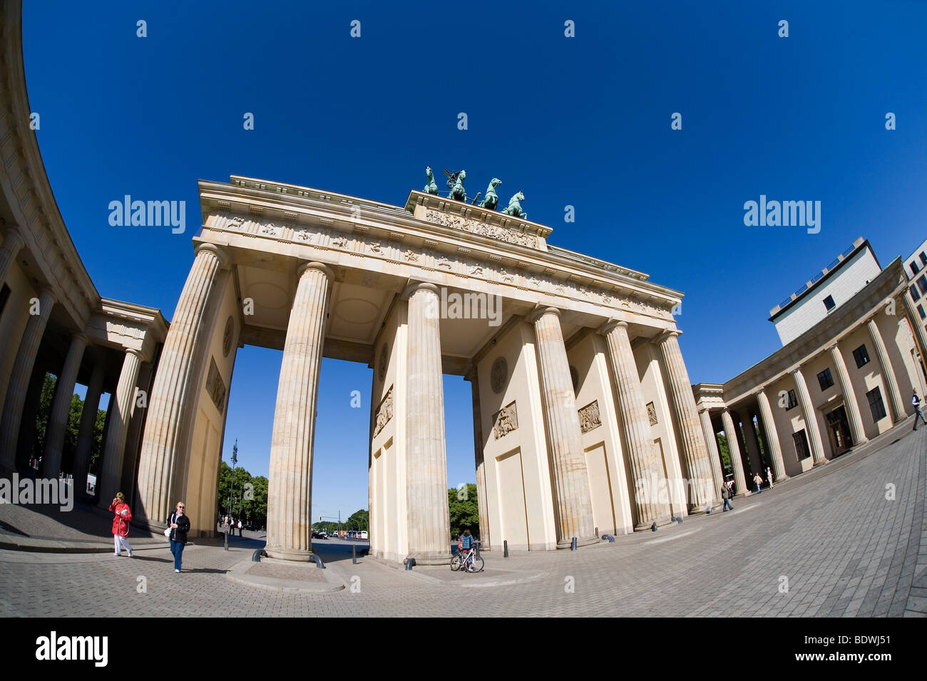 The Brandenburg Gate, Pariser Platz square, Fisheye, Mitte district, Berlin, Germany, Europe Stock Photo