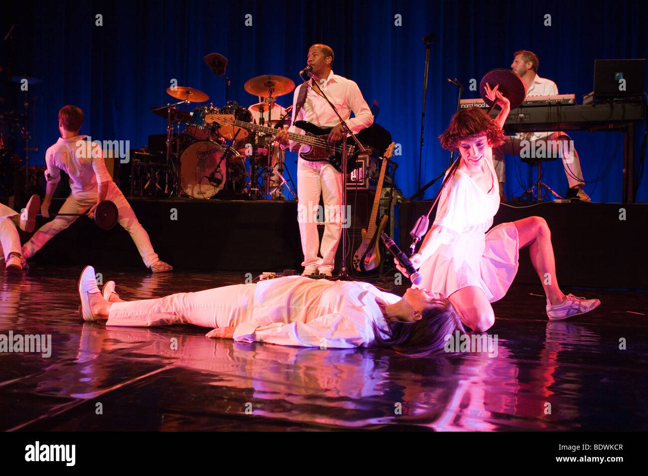 BUDAPEST-JULY 16: David Byrne perform on stage at Millenaris July 16, 2009 in Budapest, Hungary Stock Photo