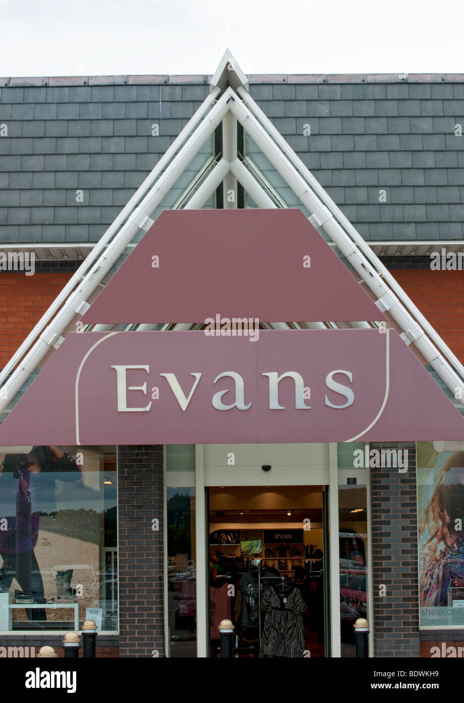 The front of an Evans Shop showing the sign Stock Photo
