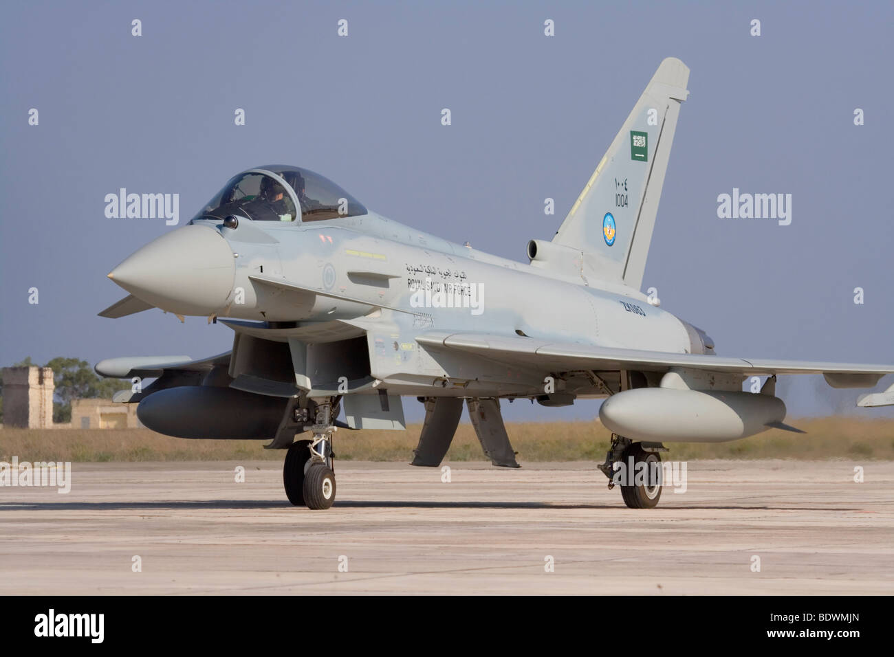 Modern military aircraft. Royal Saudi Air Force Eurofighter EF 2000 Typhoon jet fighter airplane. Stock Photo