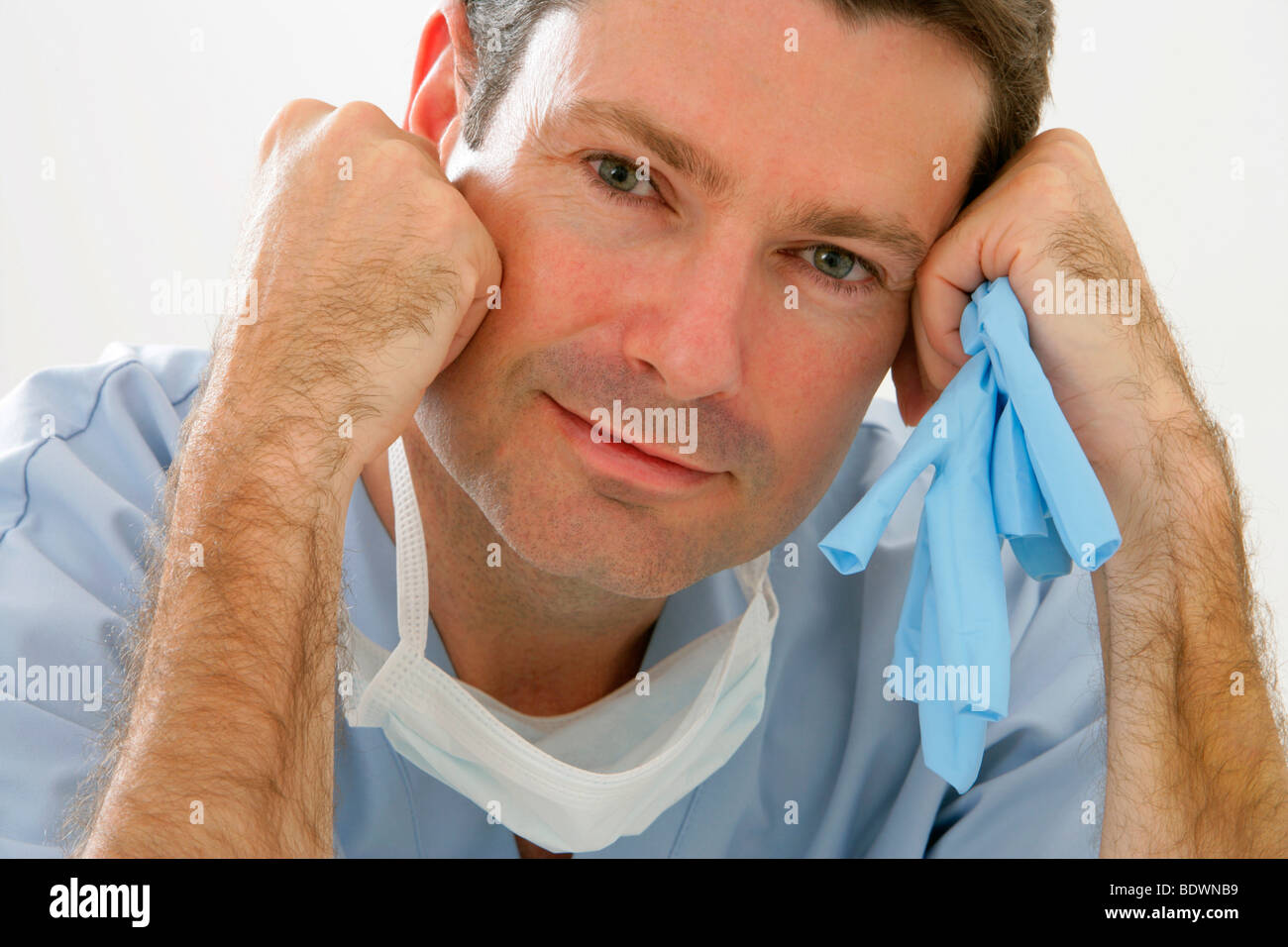 TIRED DOCTOR Stock Photo