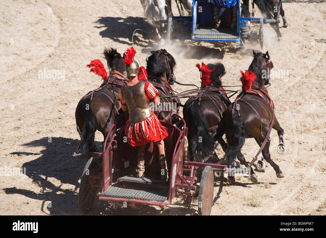 roman chariot racing, puy du fou, france Stock Photo