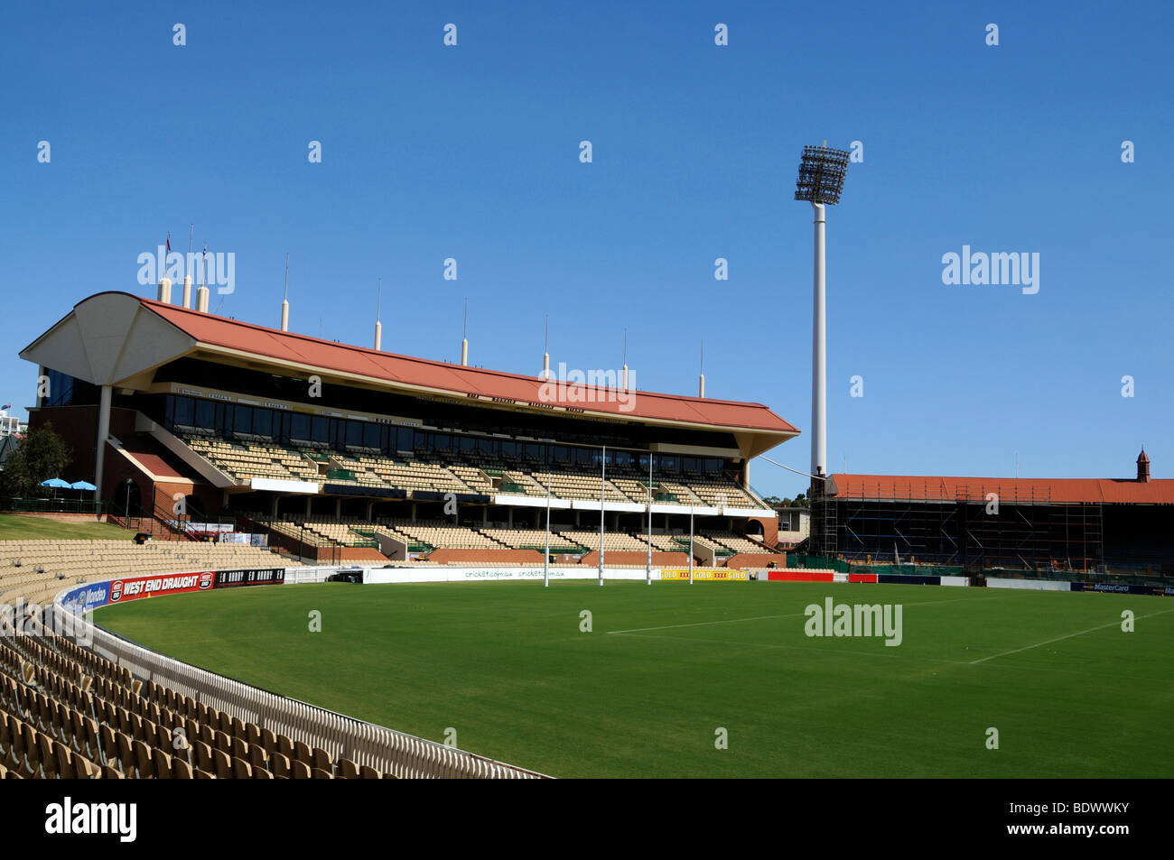 Sir Donald Bradman stand at the Adelaide Cricket grounds in Karrawwirra Park in Adelaide, South Australia. Stock Photo