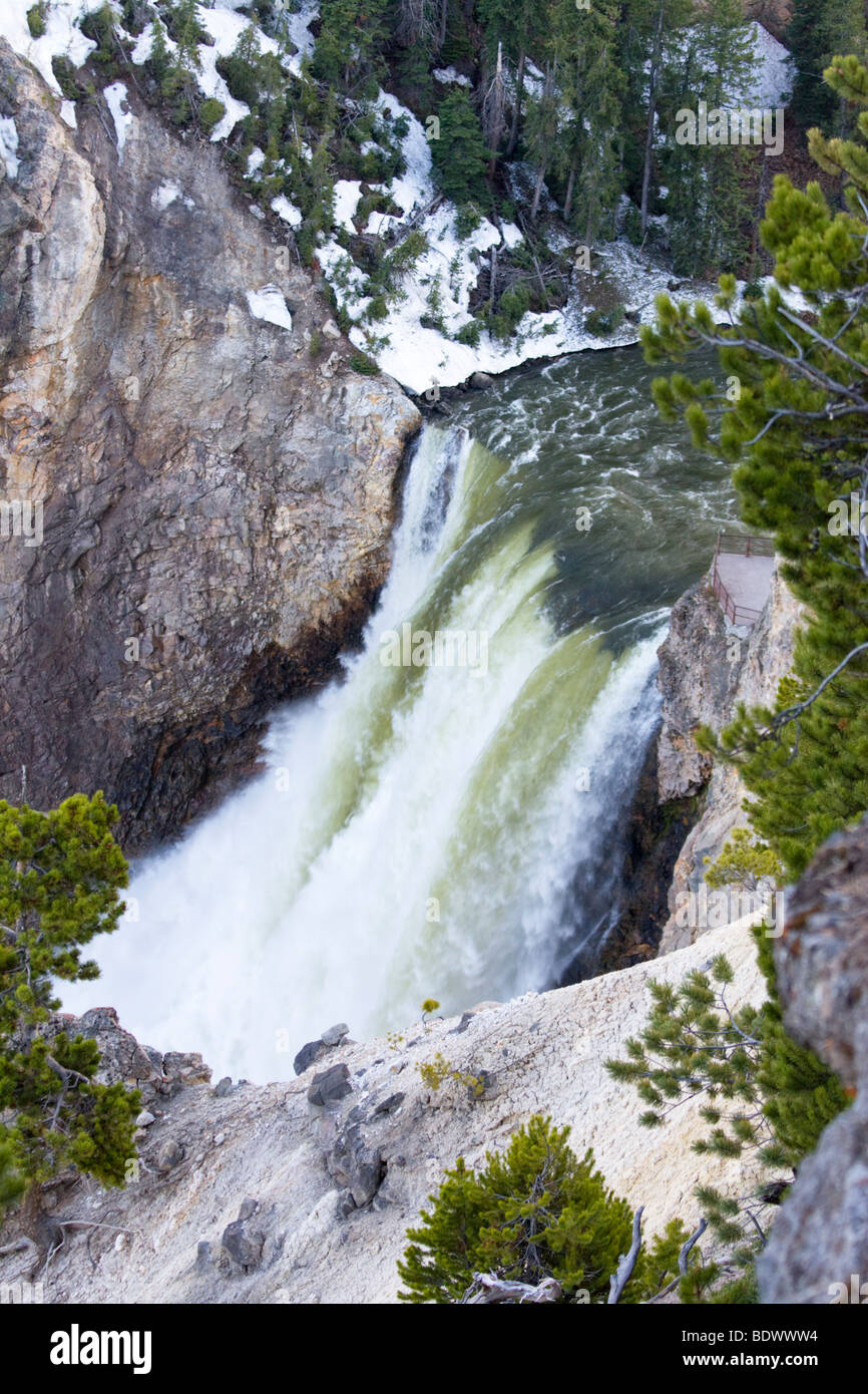 Lower Falls of the Yellowstone River at the Grand Canyon, Wyoming, USA Stock Photo