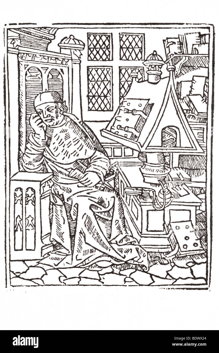 j skot 1529 stanbridge john accidentia a scholar resting on one elbow Stock Photo