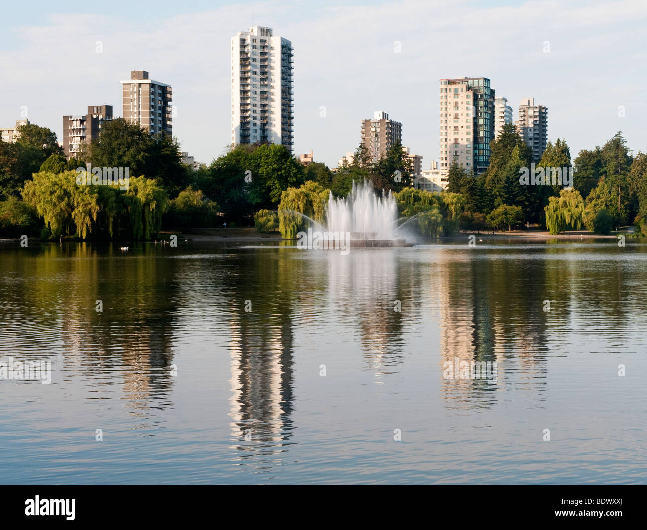 Jubilee Fountain (1936) at Lost Lagoon, Stanley Park, Vancouver, Canada. Stock Photo