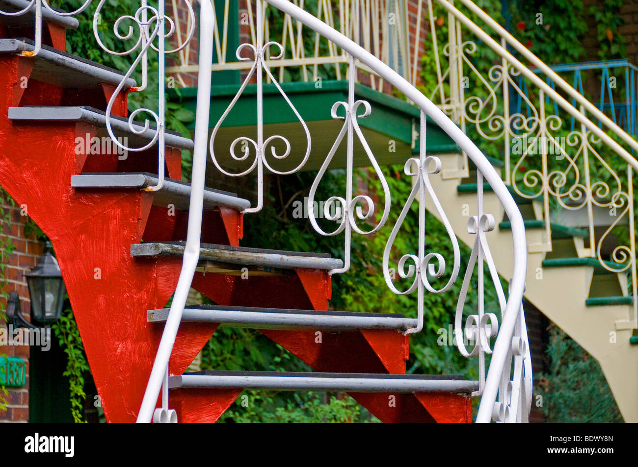 Typical Montreal Stairs Plateau Mont Royal Montreal, Quebec, Canada Stock Photo