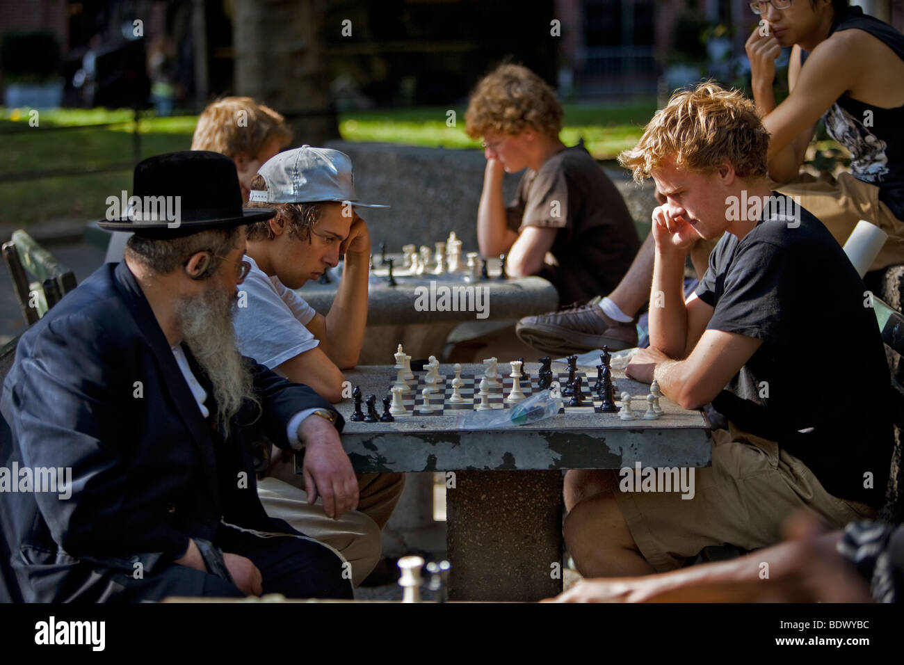 The Chess Players - Washington Square Park - New York City Stock Photo
