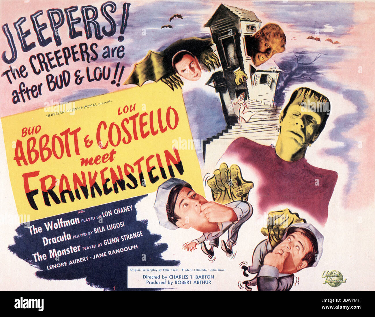ABBOTT AND COSTELLO MEET FRANKENSTEIN Poster For 1948 U I Film With abbott-and-costello-meet-frankenstein-poster-for-1948-u-i-film-with