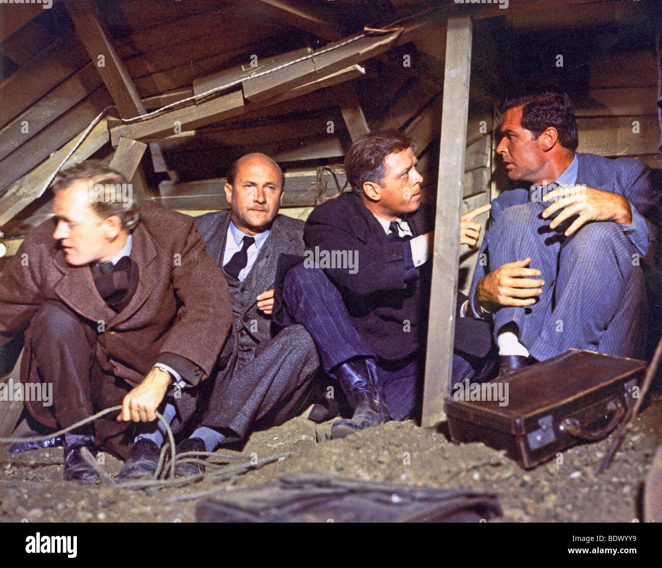 THE GREAT ESCAPE  - 1963 UA film with from l: Gordon Jackson, Donald Pleasence, Richard Attenborough and unknown Stock Photo