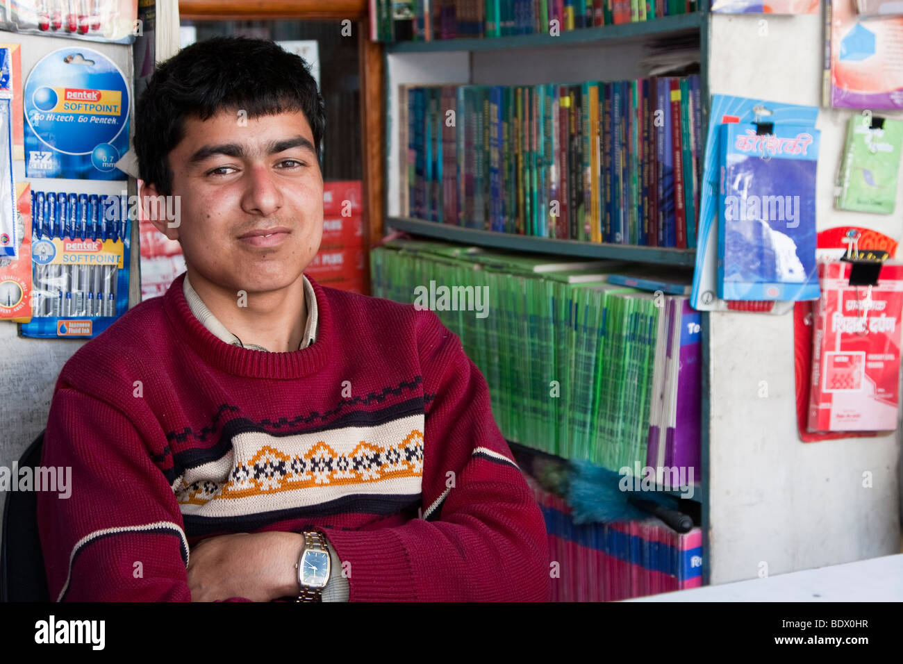 Kathmandu, Nepal. Nepali Book Store Salesman Stock Photo Alamy