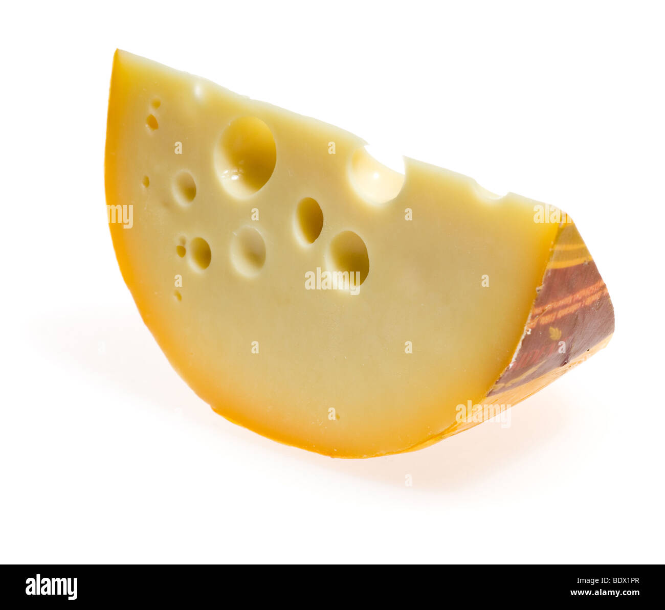 Piece of cheese, isolated on white Stock Photo