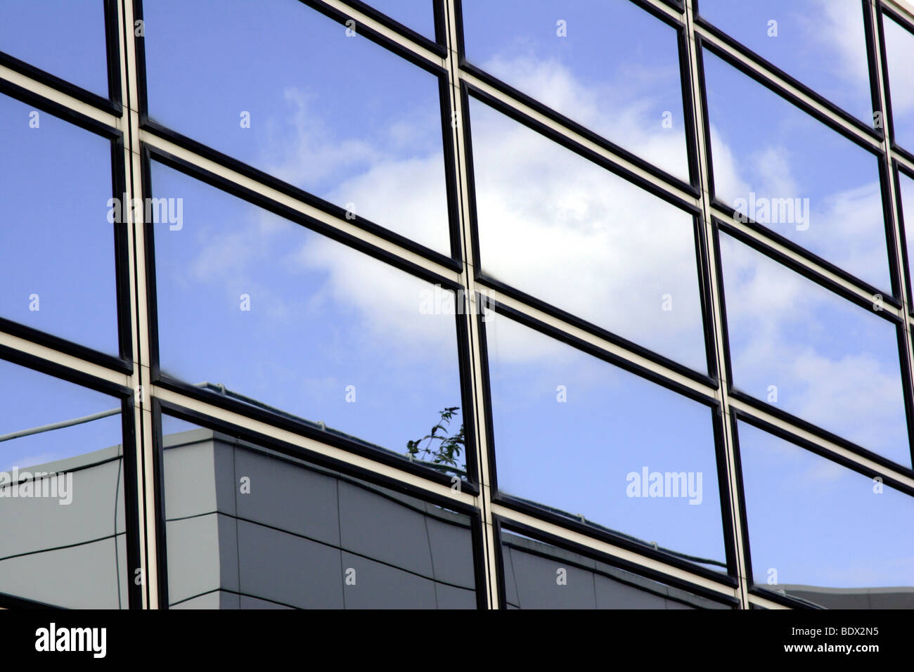 Sky reflected in windows, Centre MK, Milton Keynes, England , UK Stock Photo
