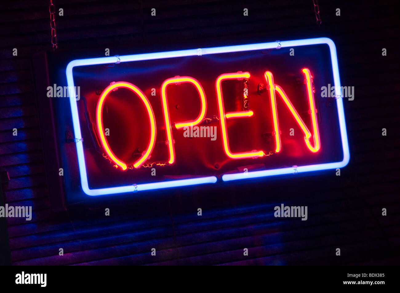 Neon open sign Stock Photo