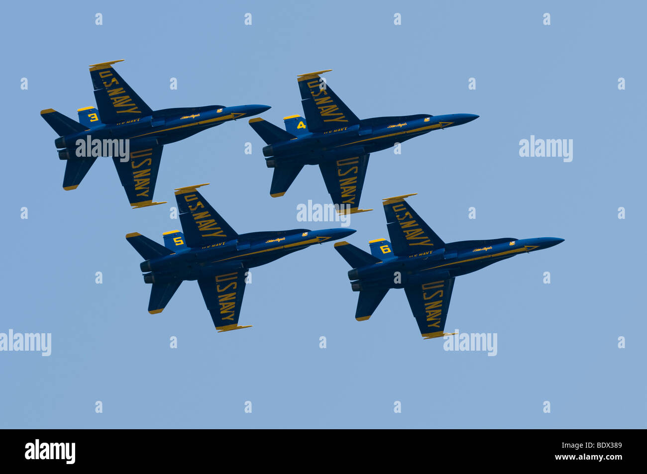 Four members of the US Navy's Blue Angels Demonstration Squadron flying