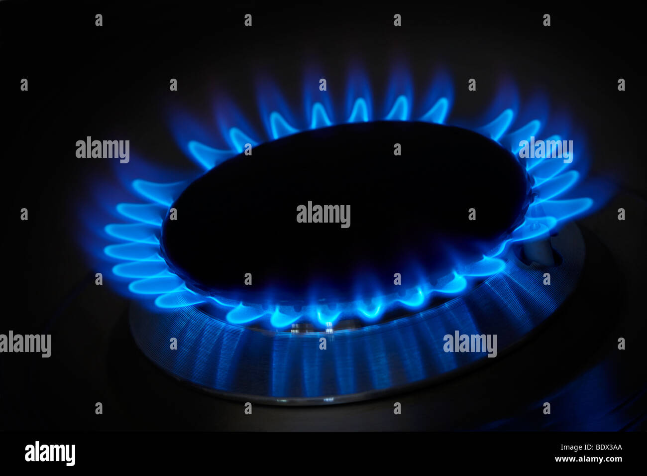 Gas Flame on a domestic ring Stock Photo