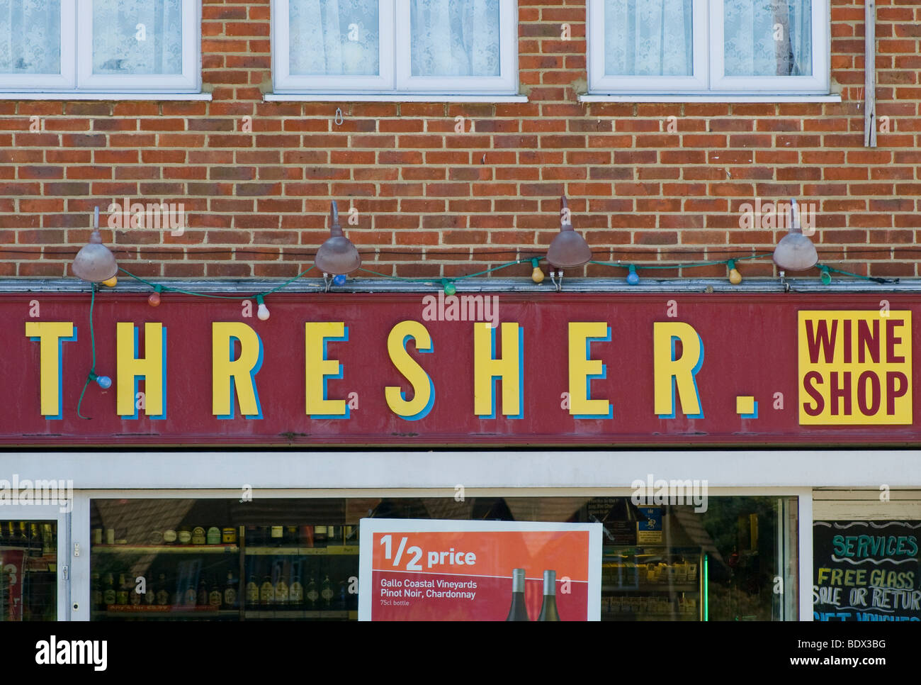 Thresher Wine Shop Sign Stock Photo