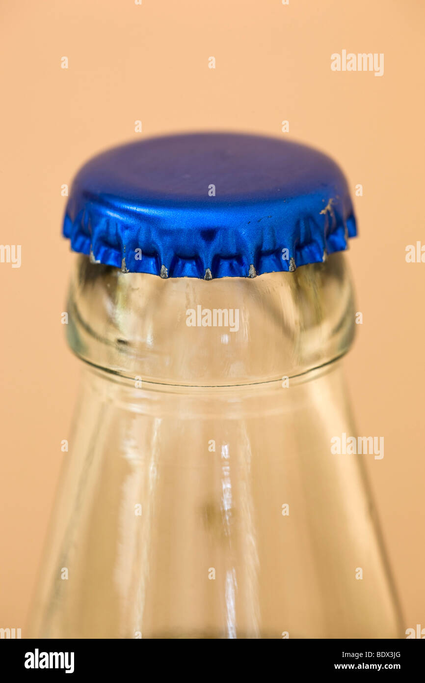 blue metal bottle top Stock Photo