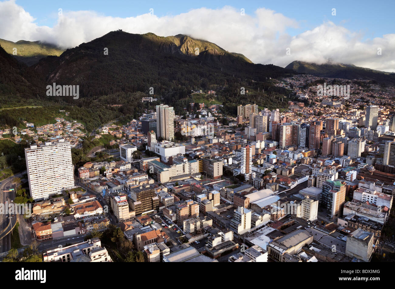 Panoramic view of the center of Bogotá and the South. Stock Photo