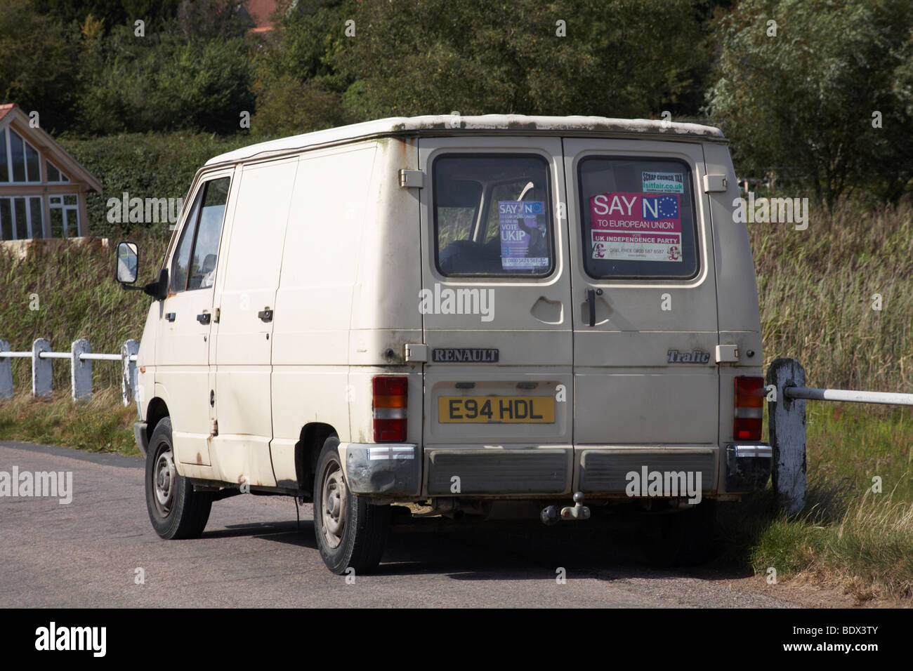UKIP supporter's van - say no to European Union Stock Photo
