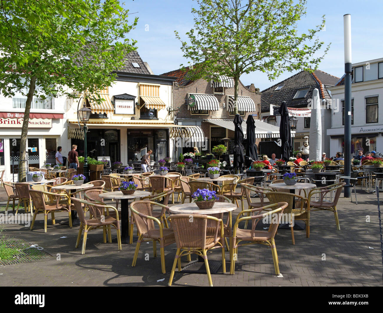 Pavement café at the main square, Breukelen, Holland, Netherlands, Europe Stock Photo