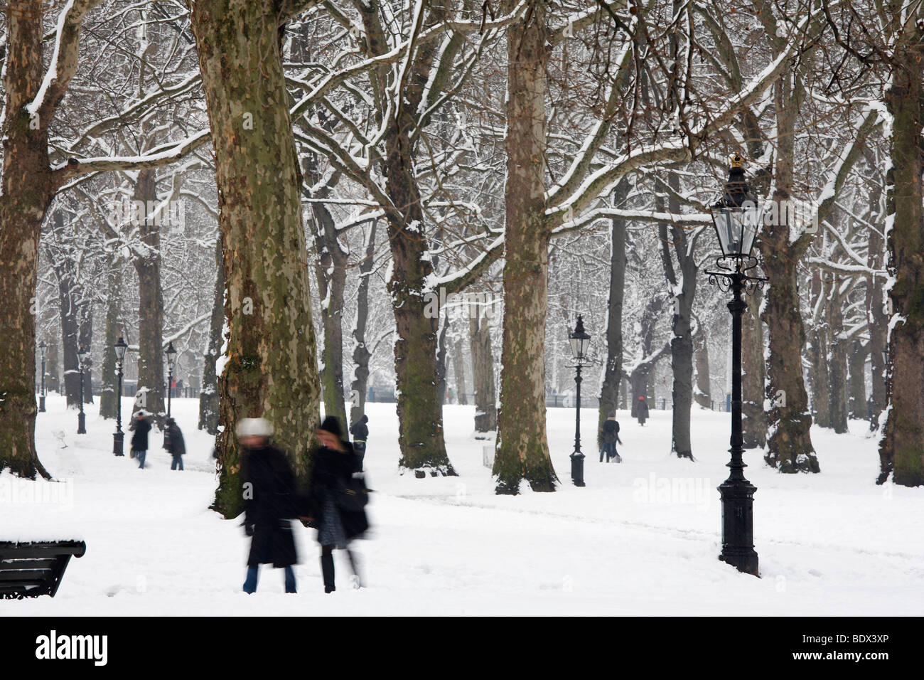 LONDON: GREEN PARK IN THE SNOW Stock Photo
