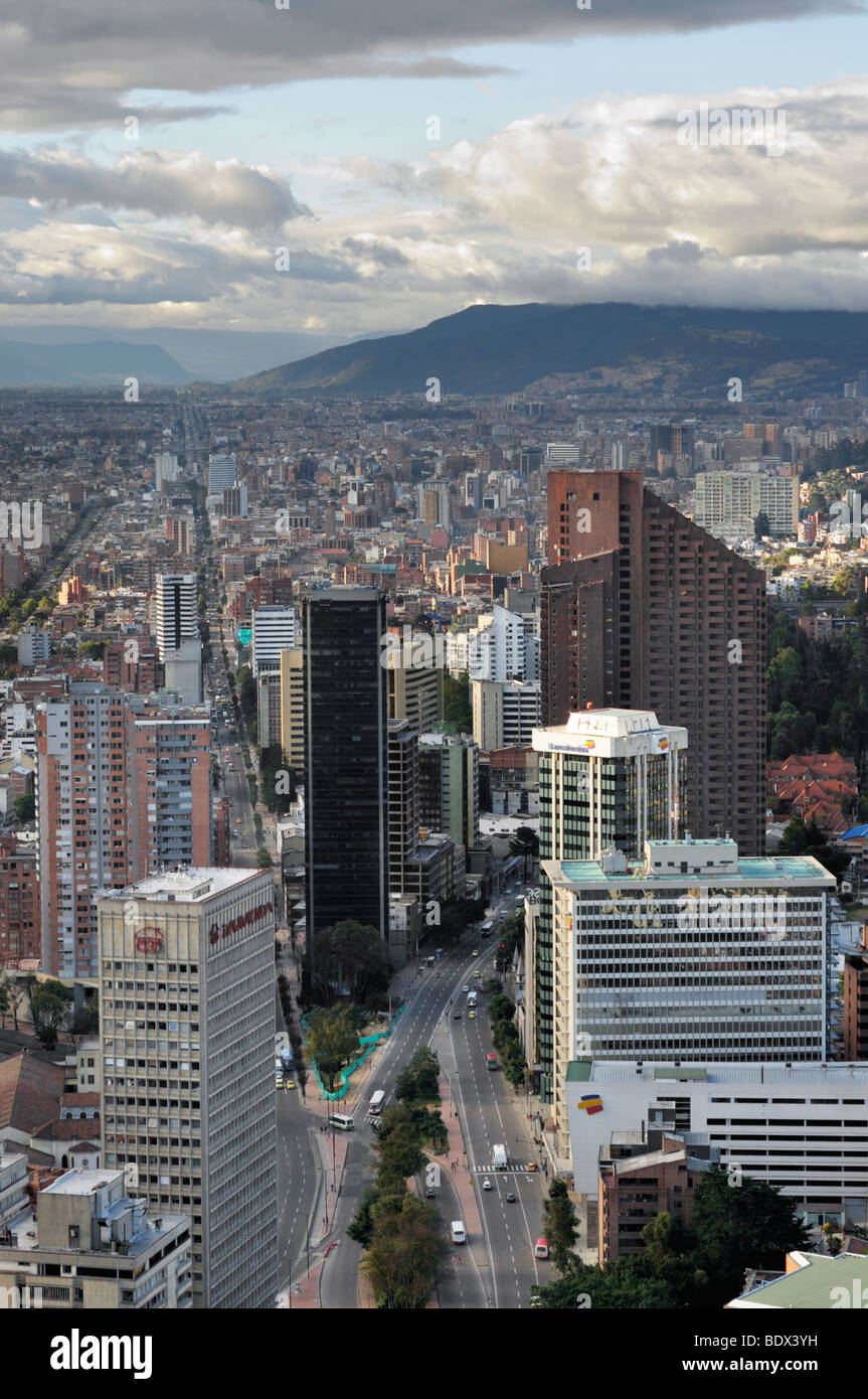 Aerial view of Bogotá, the Avenida Carrera Septima. Stock Photo