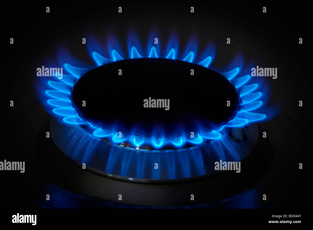Gas Flame on a domestic ring Stock Photo