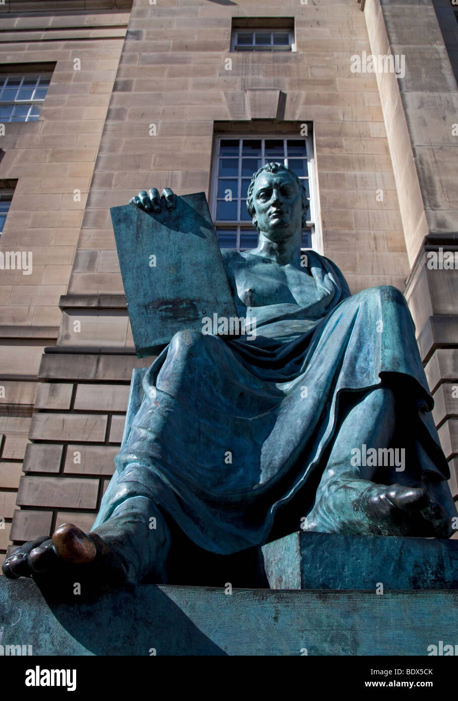 David Hume bronze Statue Edinburgh Royal Mile, Scotland, UK, Europe Stock Photo
