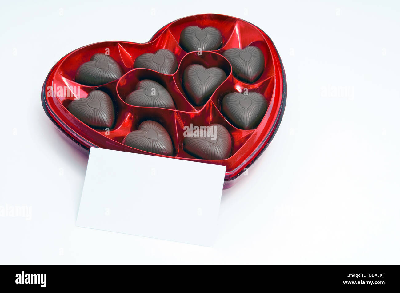 chocolate candy box with empty card for your text Stock Photo
