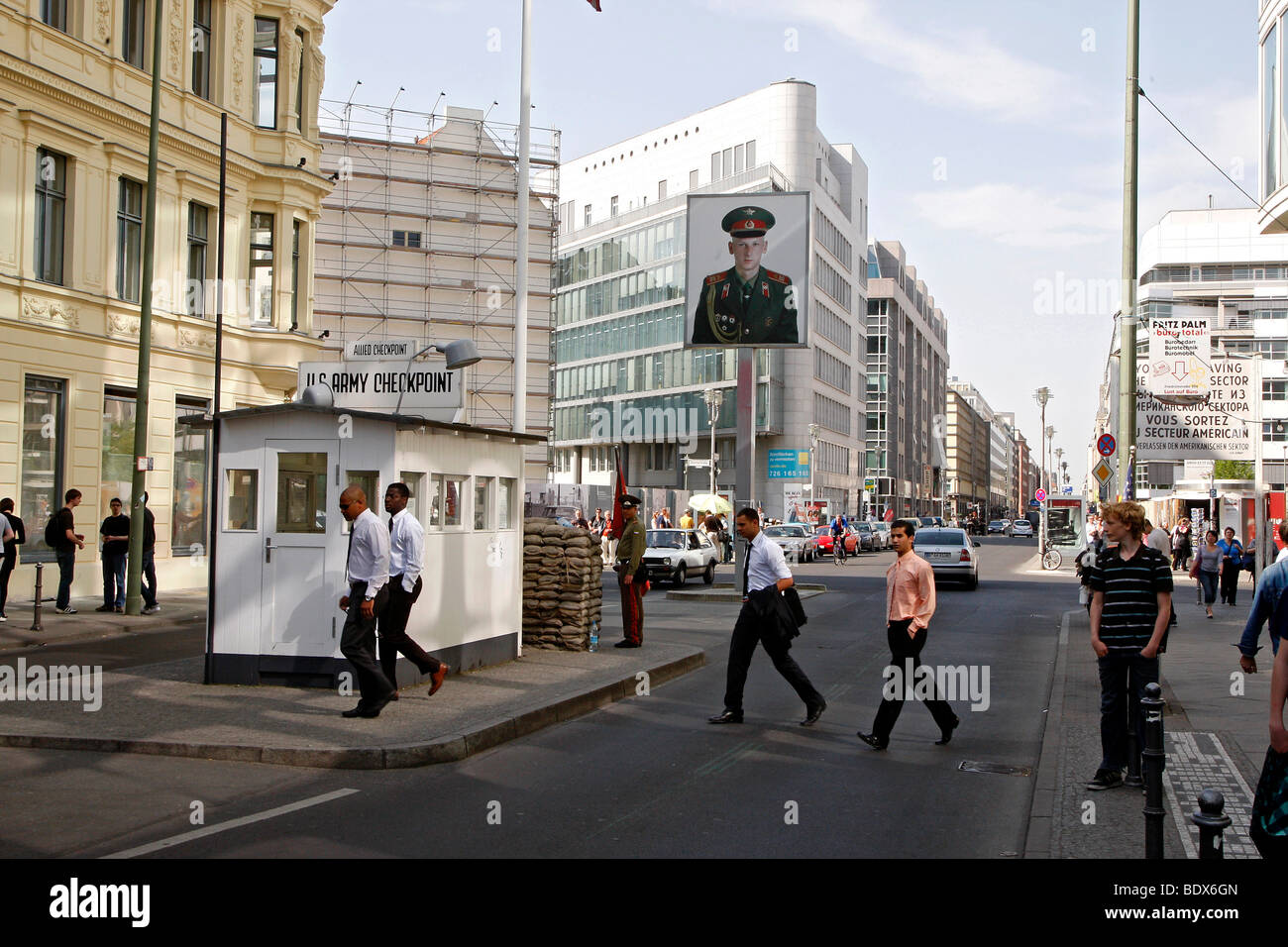 Checkpoint Charlie, former border crossing, Berlin, Germany, Europe Stock Photo
