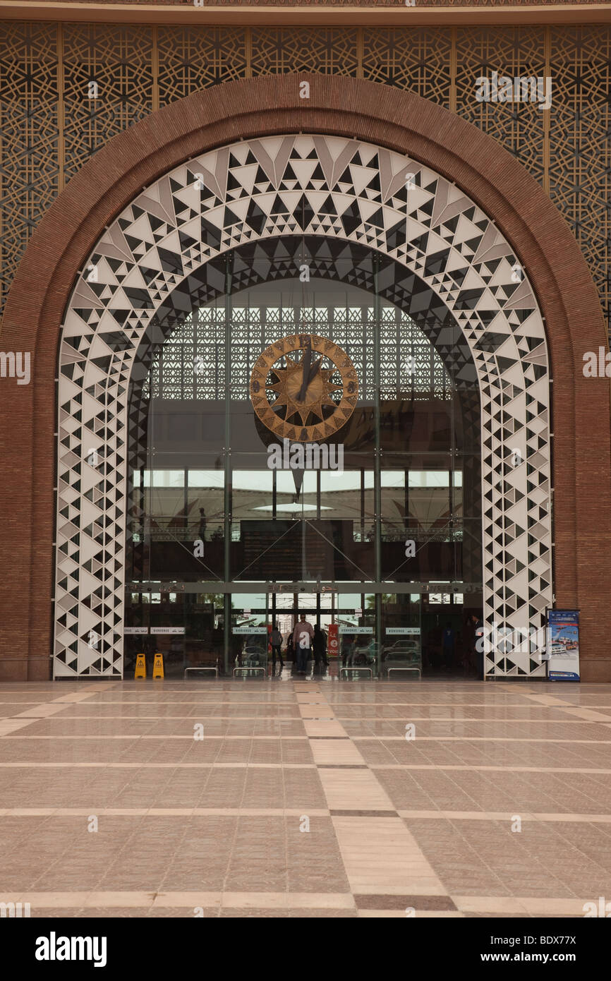 The entrance of Marakech railway station in Morocco Stock Photo